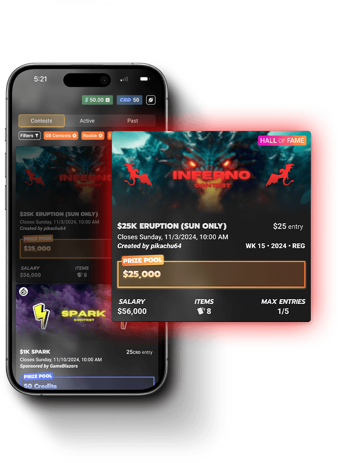 Mock of GameBlazers contest screen