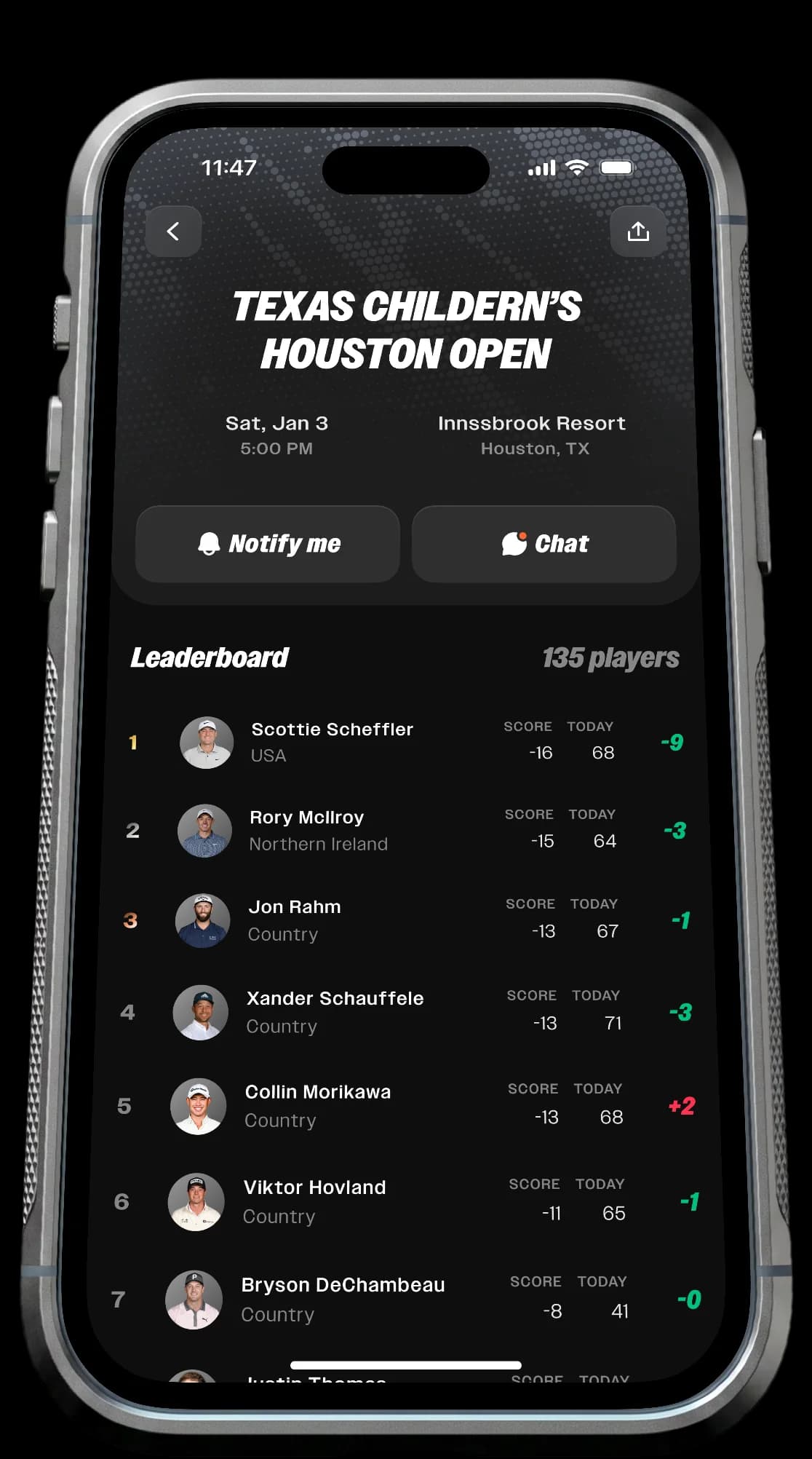 GameBlazers golf app on a phone