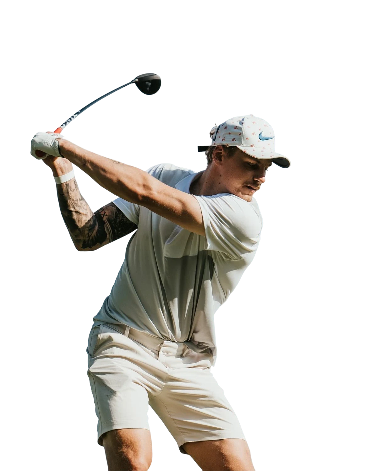 Golfer mid-swing